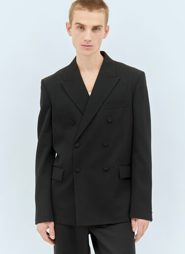 Gucci Double-Breasted Wool Blazer Black guc0158003