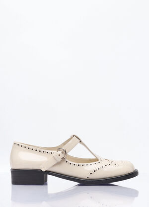 Moon Boot Patent Leather Mary Jane Shoes Beige mnb0360004