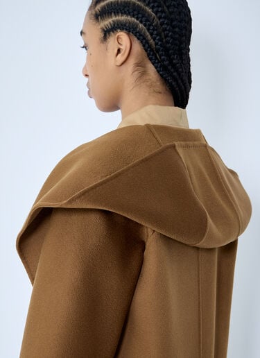 Max Mara Hooded Cashmere Coat Brown max0259020