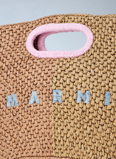 Woven Tote Bag with Logo Detail Marni Woven Tote Bag with Logo Detail Beige mni0264008