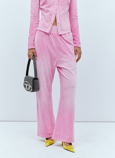 Logo Embossed Velvet Track Pants Diesel Logo Embossed Velvet Track Pants Pink dsl0253006
