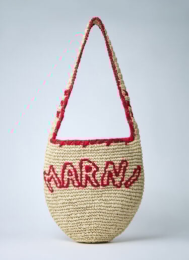 Marni Logo Motif Raffia Shoulder Bag Natural mni0261021