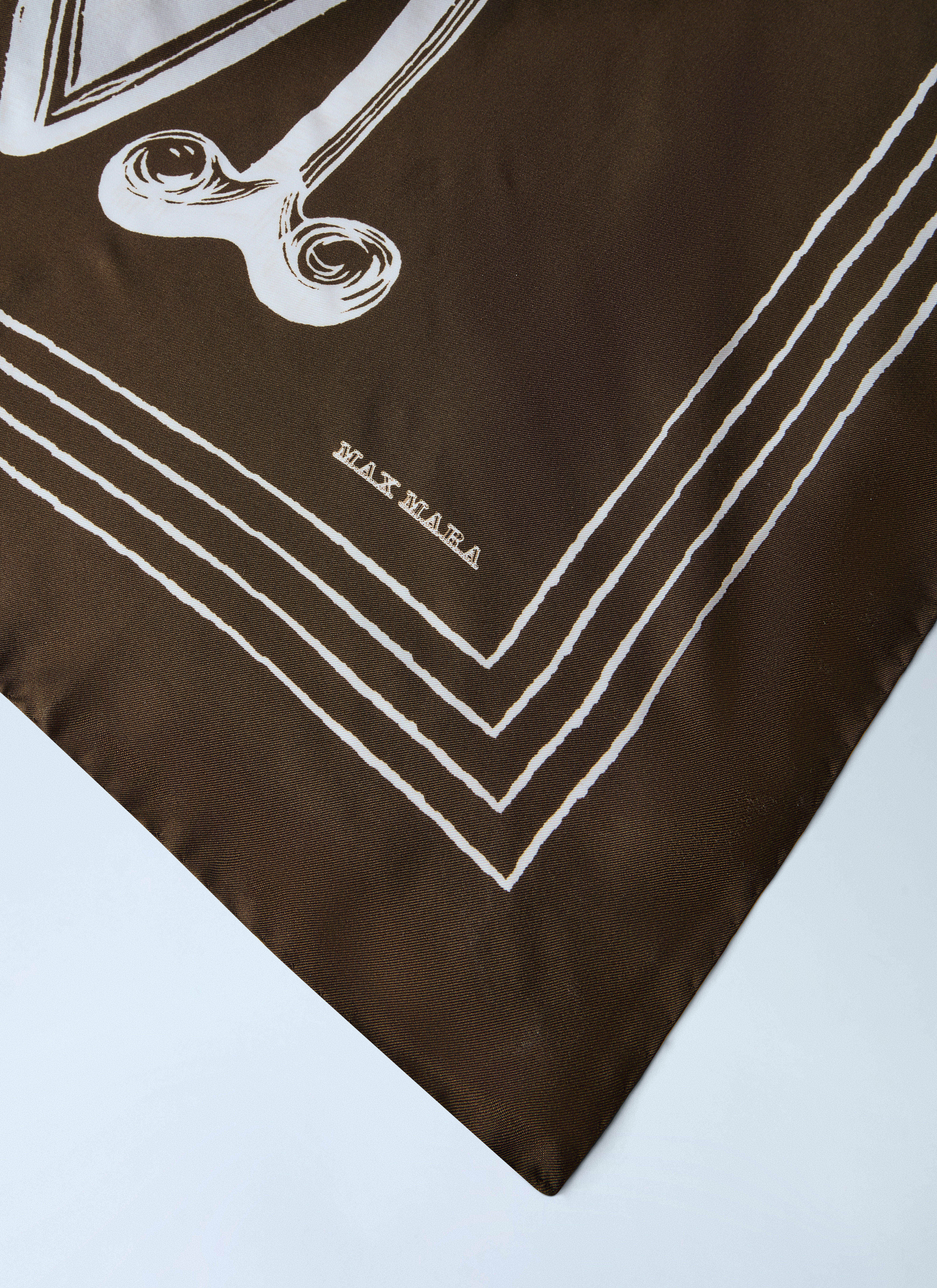 Max Mara Women's' Geometric Print Silk Scarf in Dark Brown | LN-CC®