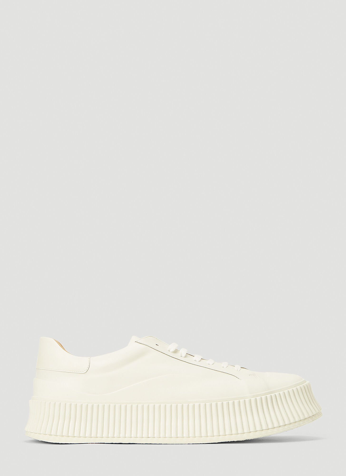 Jil Sander Ribbed-sole Leather Trainers In White