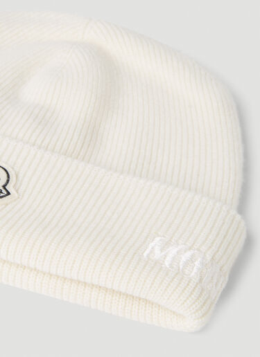 Logo Embroidery Beanie Hat 7 Moncler FRGMT Hiroshi Fujiwara Logo Embroidery Beanie Hat White mfr0151007