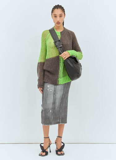 Acne Studios 牛仔印花中长半裙 黑色 acn0258012