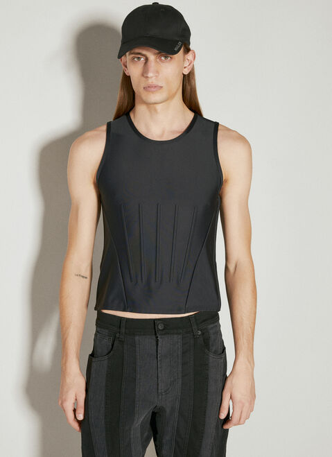 Mugler エンボスコルセットタンクトップ ブラック mug0154001