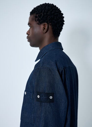 Denim Compass Patch Shirt Stone Island Denim Compass Patch Shirt Denim sto0162080