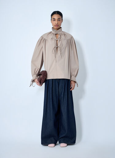 Gathered Neck Blouse Dries Van Noten Gathered Neck Blouse Beige dvn0263008