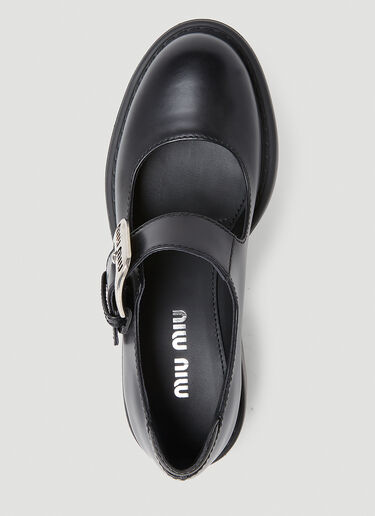 Miu Miu Logo Buckle Mary Jane Platforms Black miu0250050