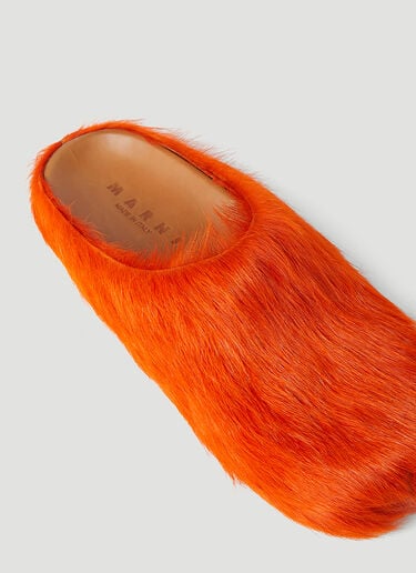 Marni Fussbett Sabot Hairy Mules Orange mni0147019