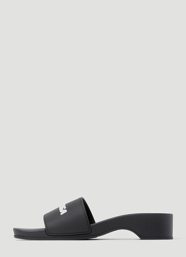 Pool Wedge Slides Balenciaga Pool Wedge Slides Black bal0252005