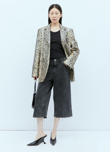 Sportmax Python-Print Oversized Leather Blazer Brown spx0254009