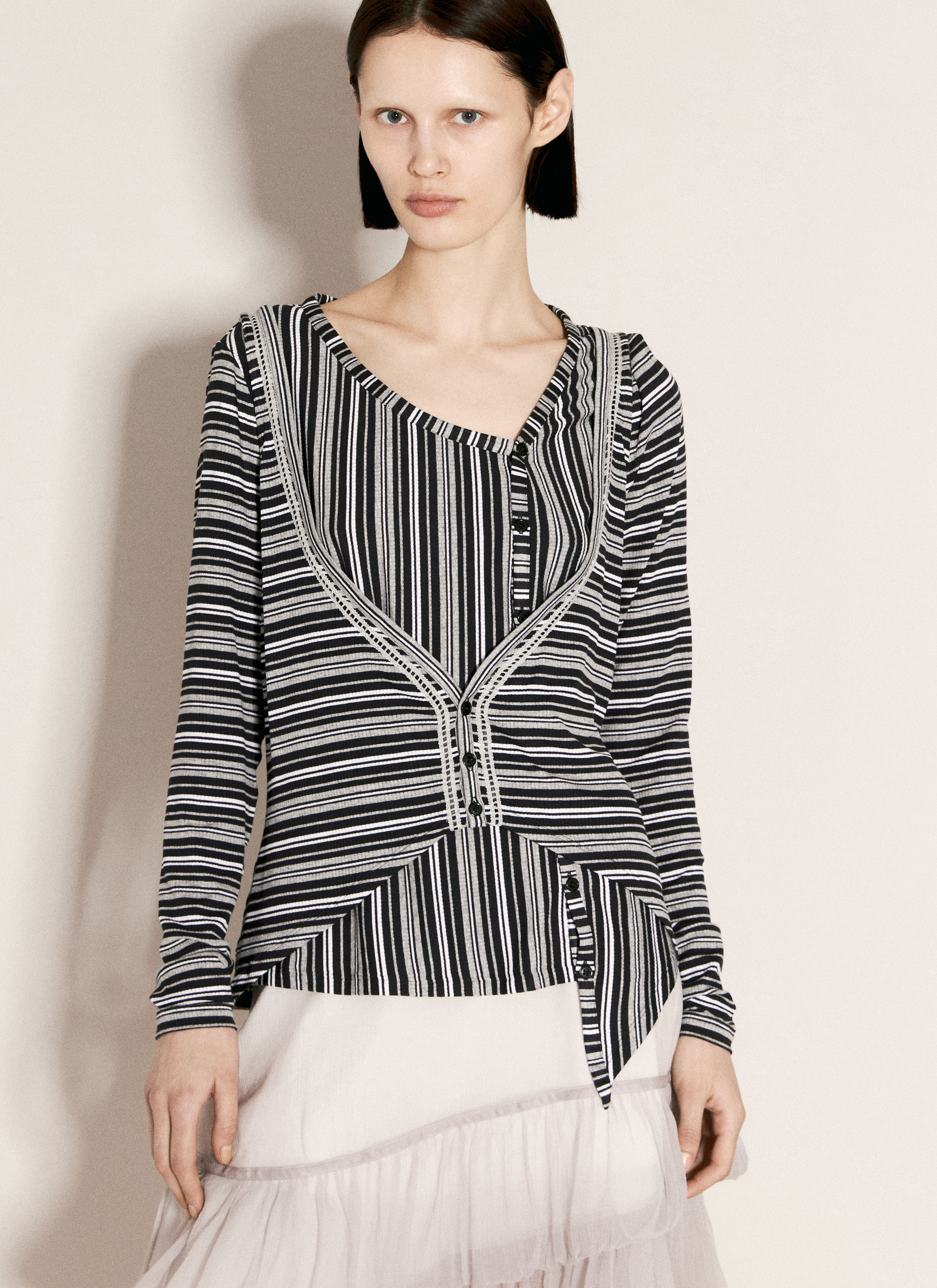 Kiko Kostadinov Double Jersey Striped Top Brown kko0256003