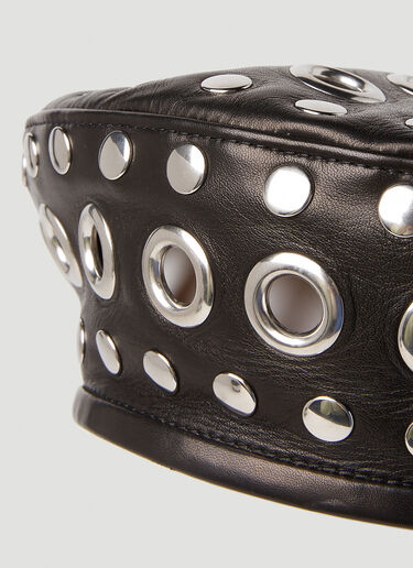 Gucci Leather Embellished Beret Black guc0251016
