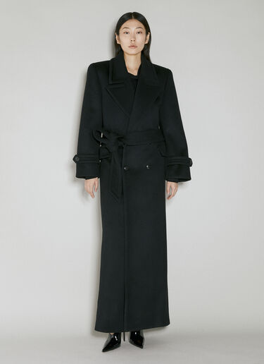 Saint Laurent 울 더블 브레스티드 롱 코트  블랙 sla0253175