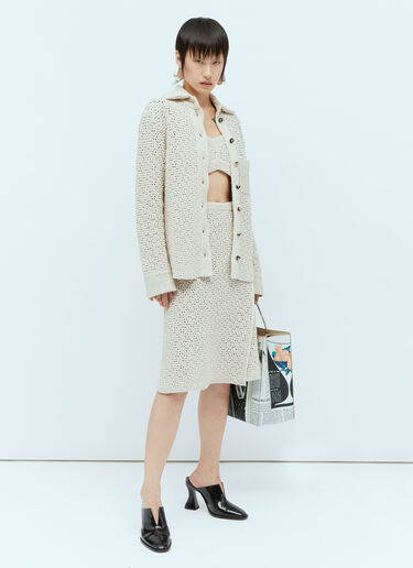 Bottega Veneta 纹理针织裹身式中长半身裙 米色 bov0256029