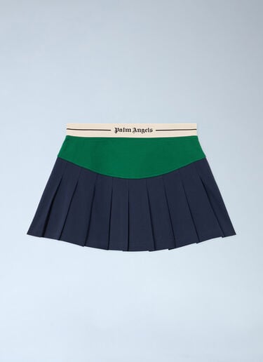 Palm Angels Classic Logo Pleated Skirt Blue pma0264226