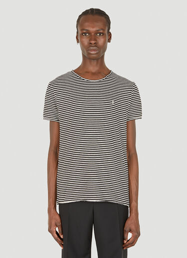 Saint Laurent Striped Logo T-Shirt Black sla0147009