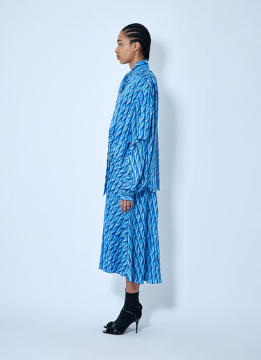 Balenciaga Double Sleeve Pleated Dress Blue bal0259007