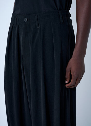 LN-CC® - Yohji Yamamoto: Pleated Drop-Crotch Trousers - Black Yohji Yamamoto Pleated Drop-Crotch Trousers Black yoy0164012