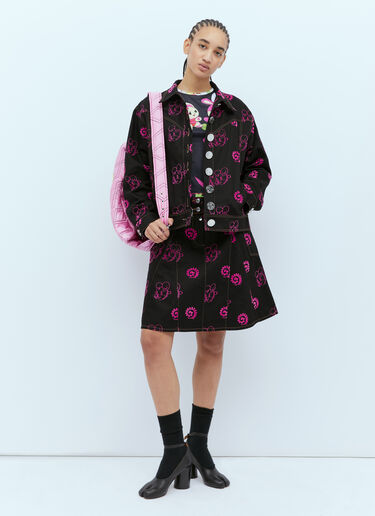 Chopova Lowena Mouse Flocked Denim Jacket Black cho0254006