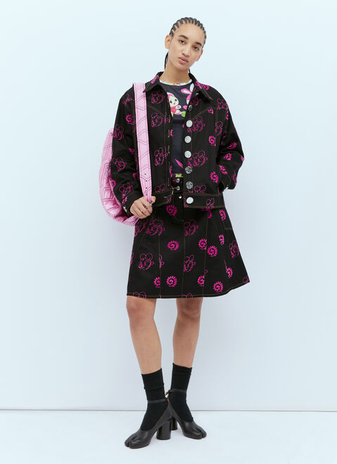 Chopova Lowena Mouse Flocked Denim Jacket Black cho0254006