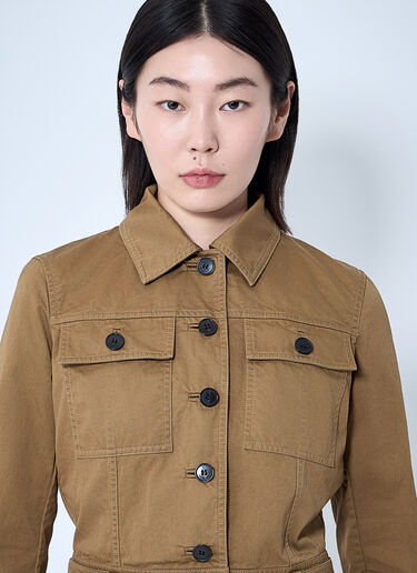 Saint Laurent コットンサージクロップドジャケット  ブラウン sla0259008