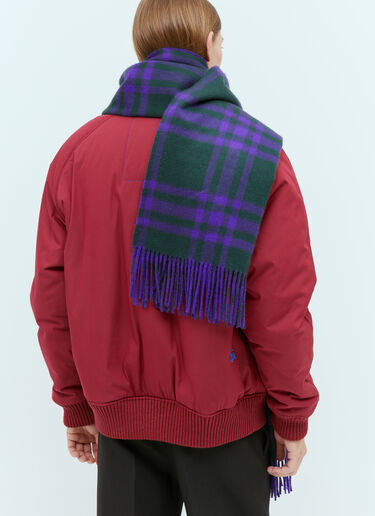 Burberry チェックカシミアリバーシブルスカーフ パープル bur0154029