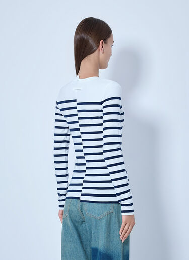LN-CC® - Jean Paul Gaultier: Striped Crewneck Long-Sleeve Top - White Jean Paul Gaultier Striped Crewneck Long-Sleeve Top White jpg0266011
