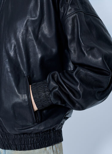 LN-CC® - Acne Studios: Leather Jacket - Black Acne Studios Leather Jacket Black acn0265086