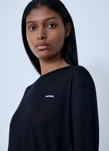 Logo Motif Sweater Miu Miu Logo Motif Sweater Black miu0263010