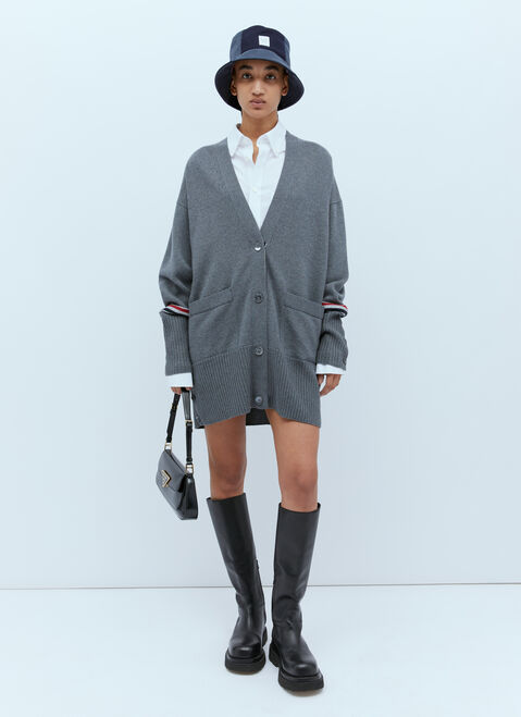 Thom Browne 誇張された V ネック ウール カーディガン ホワイト thb0253021