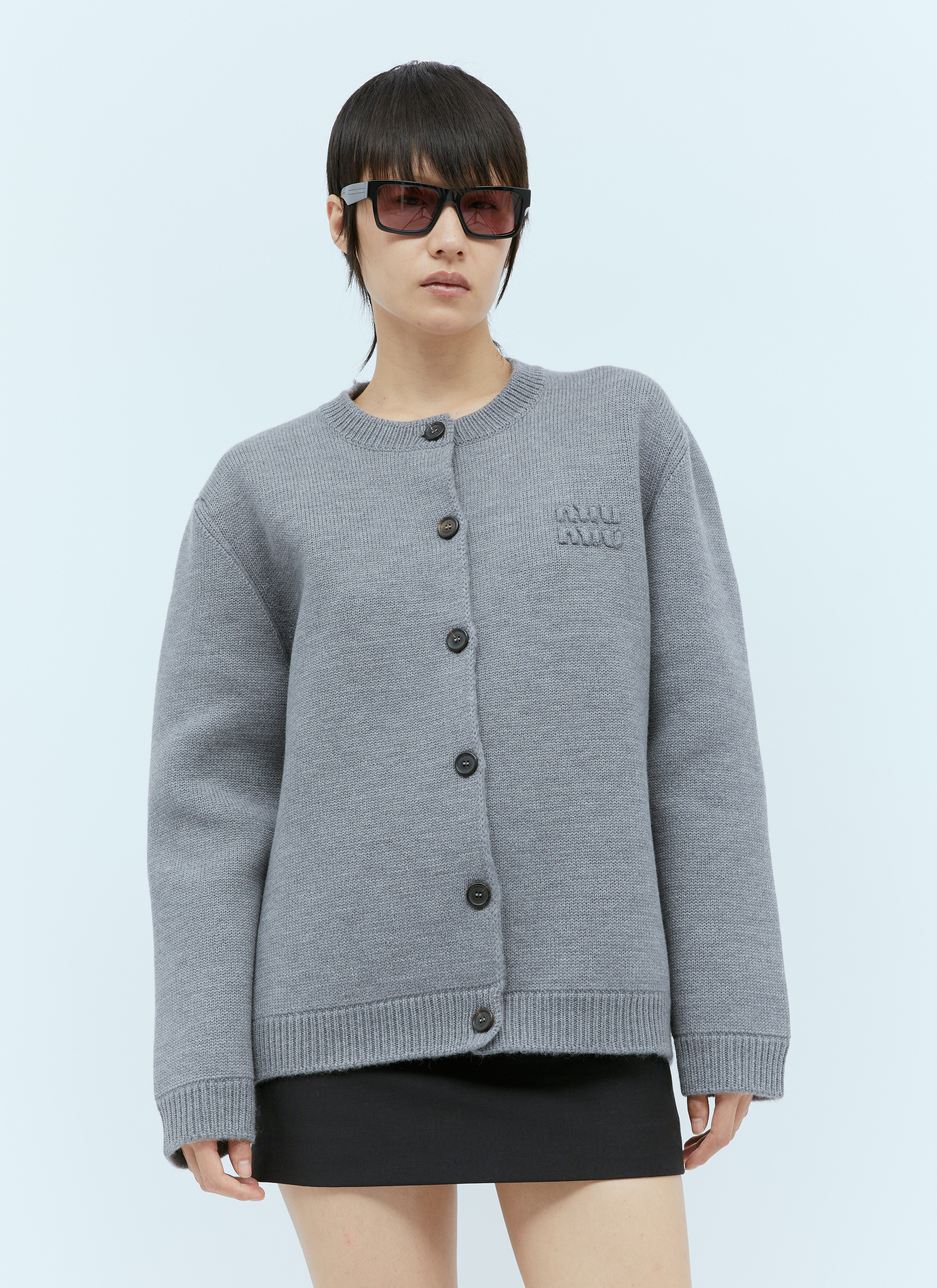 Grey knit cardigan shop