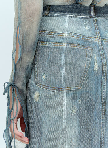 Acne Studios 프린티드 니트 미디 스커트  블루 acn0256029