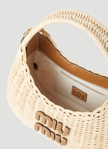 Miu Miu Wander Wicker Handbag Cream miu0252037