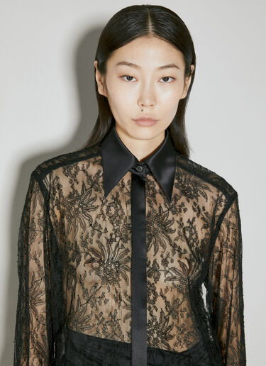 Dolce & Gabbana Chantily Lace Shirt With Satin Trims Black dol0254021