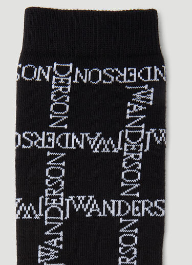 JW Anderson Logo Grid Long Socks Black jwa0354007