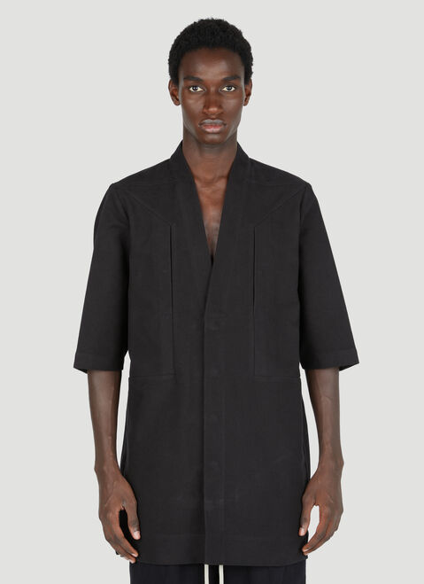 Moncler x Rick Owens Twill Short Sleeve Overshirt Black mcs0355006