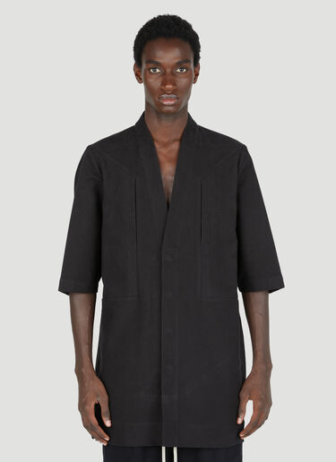 Twill Short Sleeve Overshirt Rick Owens Twill Short Sleeve Overshirt Black ric0153006