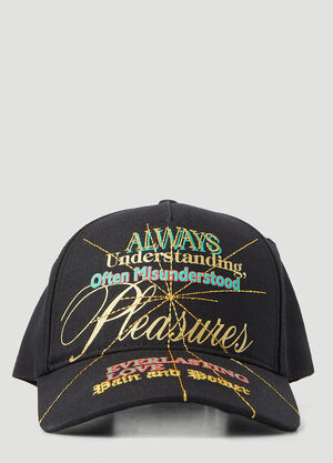 Pleasures Logo Motif Baseball Cap Black pls0146037
