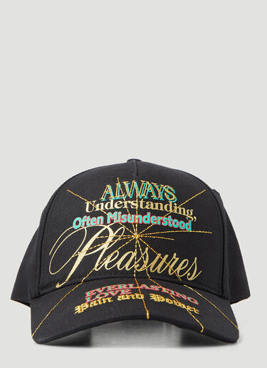 Pleasures Logo Motif Baseball Cap Black pls0146037