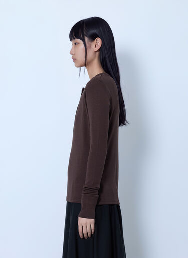 LN-CC® - Studio Nicholson: Roane Long Sleeve Henley - Brown Studio Nicholson Roane Long Sleeve Henley Brown stn0265009