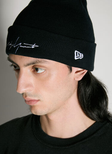 Yohji Yamamoto Logo Embroidery Beanie Hat Black yoy0154019