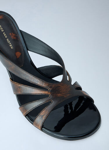 LN-CC® - Dries Van Noten: Strappy Block Heel Sandals - Brown Dries Van Noten Strappy Block Heel Sandals Brown dvn0264046