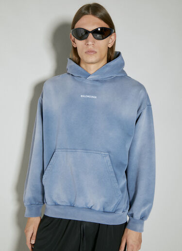 Balenciaga 로고 자수 후드 스웨트셔츠 블루 bal0154017