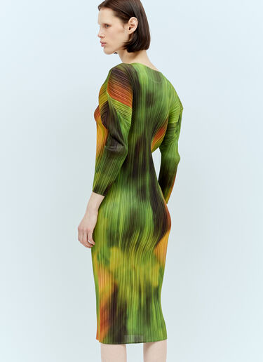 Pleats Please Issey Miyake Turnip & Spinach Midi Dress Green plp0256001