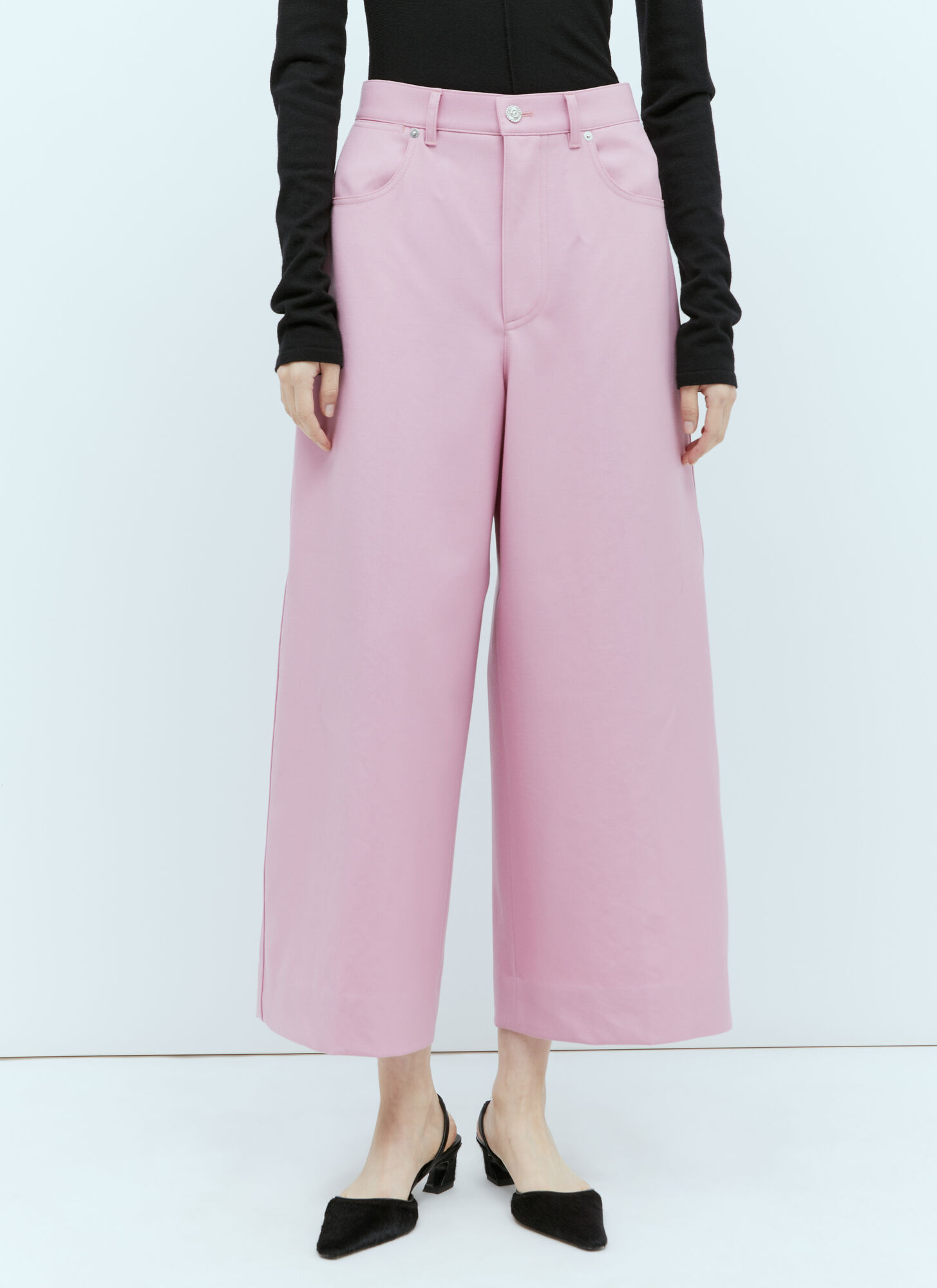 Shop Gucci Wool Drill Pants In Pink