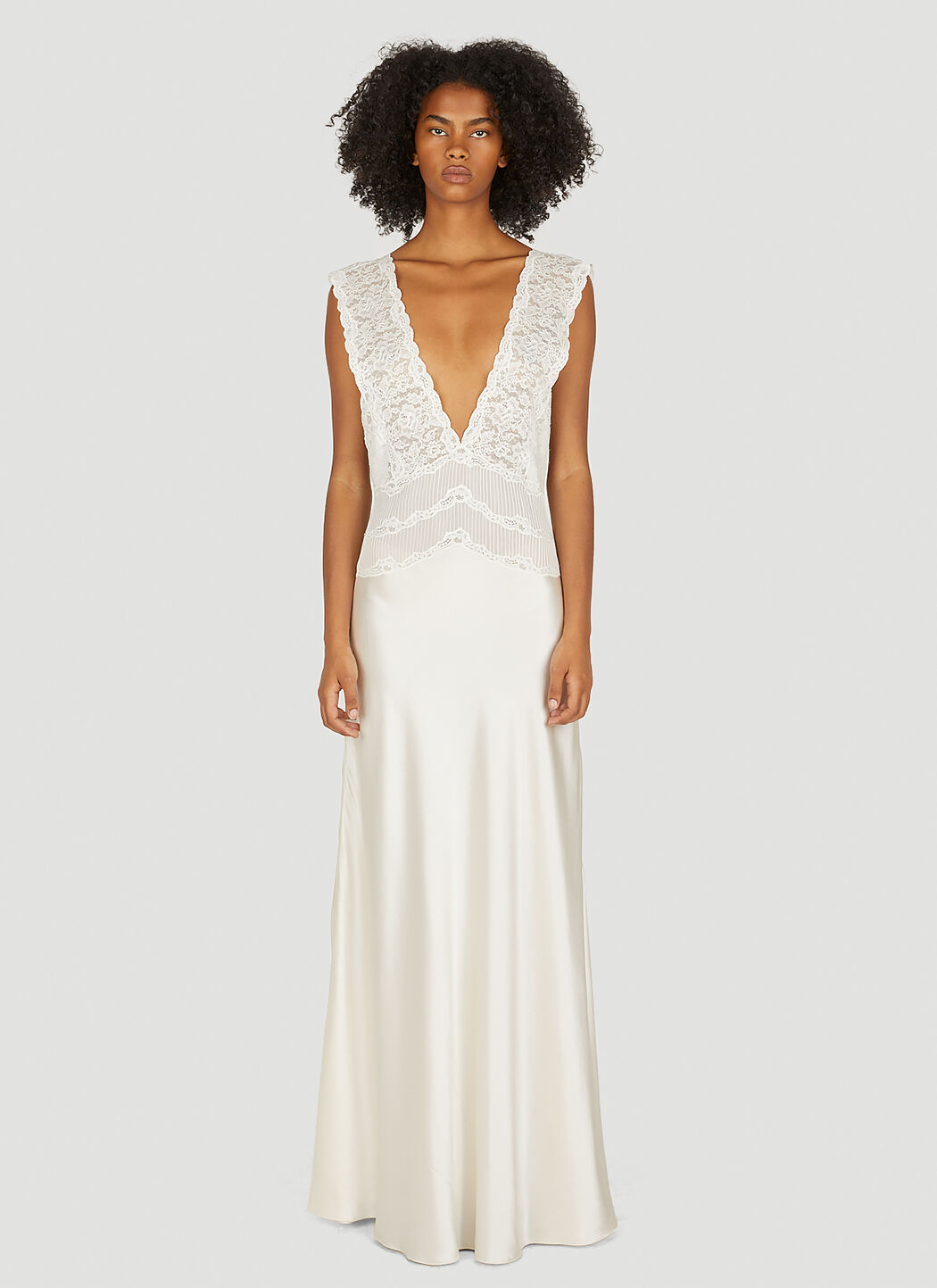 Saint Laurent Plunging Lace Dress in White LN CC