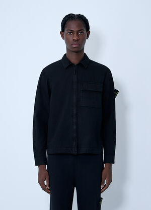 Stone Island Logo Patch Shirt Black sto0164041